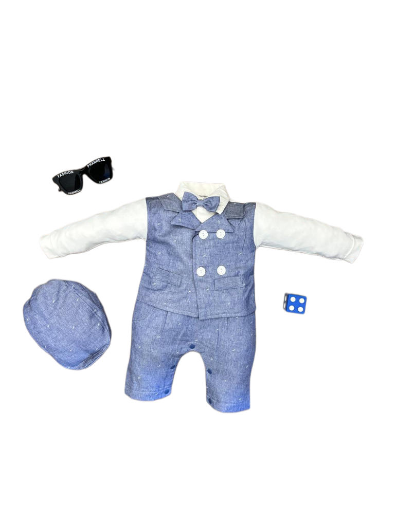 Baby Boy Blue Formal Romper