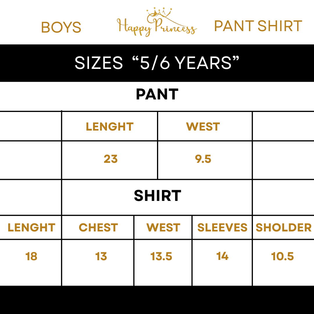 Sizes 1 to 6 Years