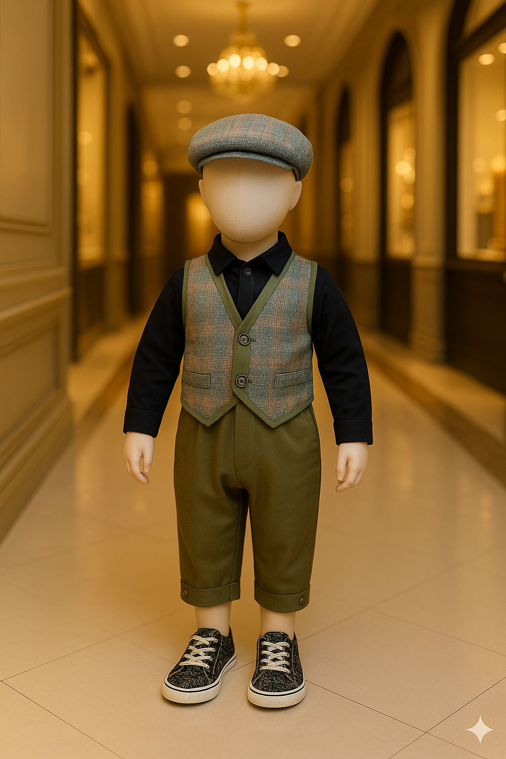 Baby Boy Classic Green Vest Romper