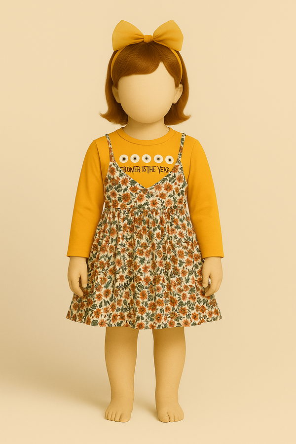 Yellow Floral Baby Top with Mustard Inner