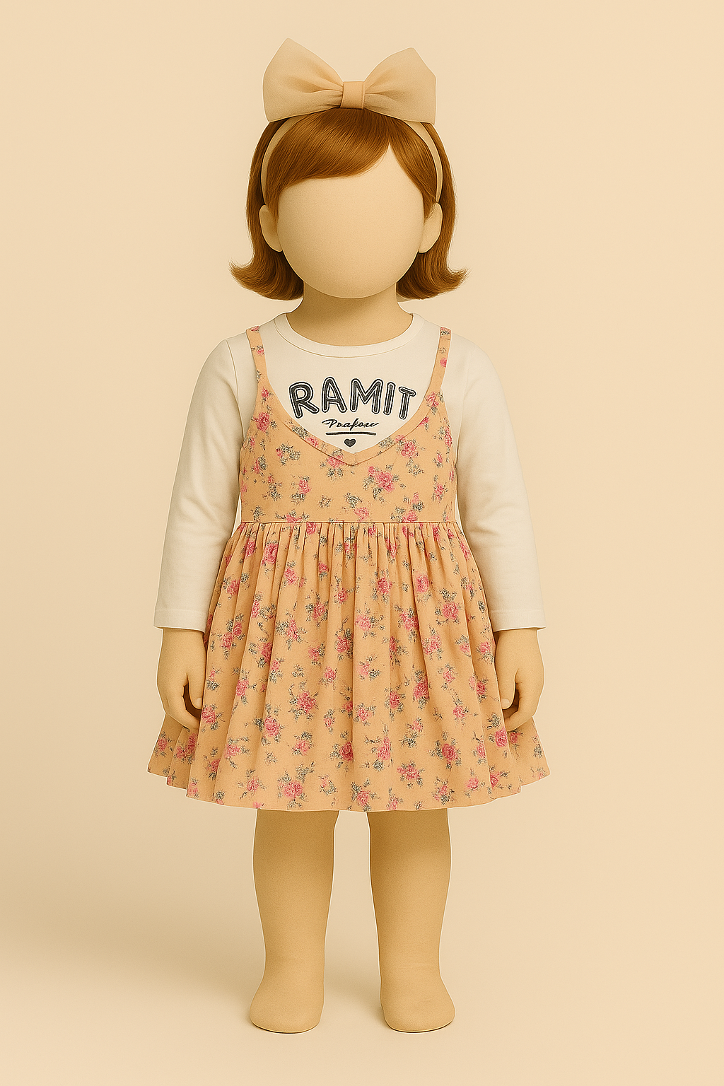 Peach Floral Baby Top with Inner Shirt