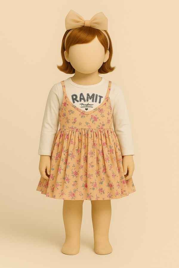 Peach Floral Baby Top with Inner Shirt