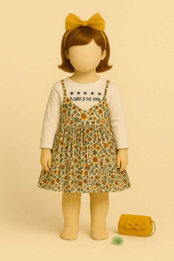 Floral Print Baby Girl Top with Inner T-Shirt