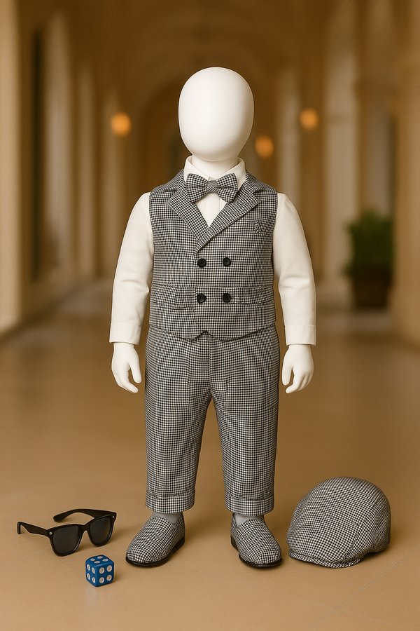 Baby Boy Jersey Fabric Romper with Bow & Cap