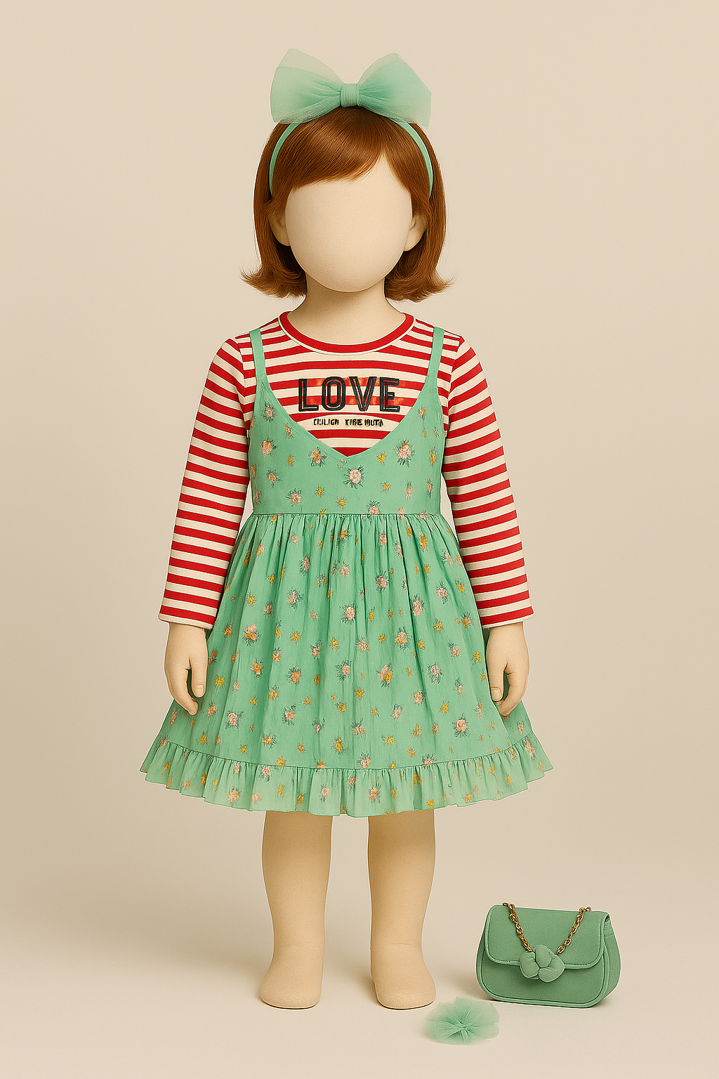 Yellow Floral Baby Top with Red Inner