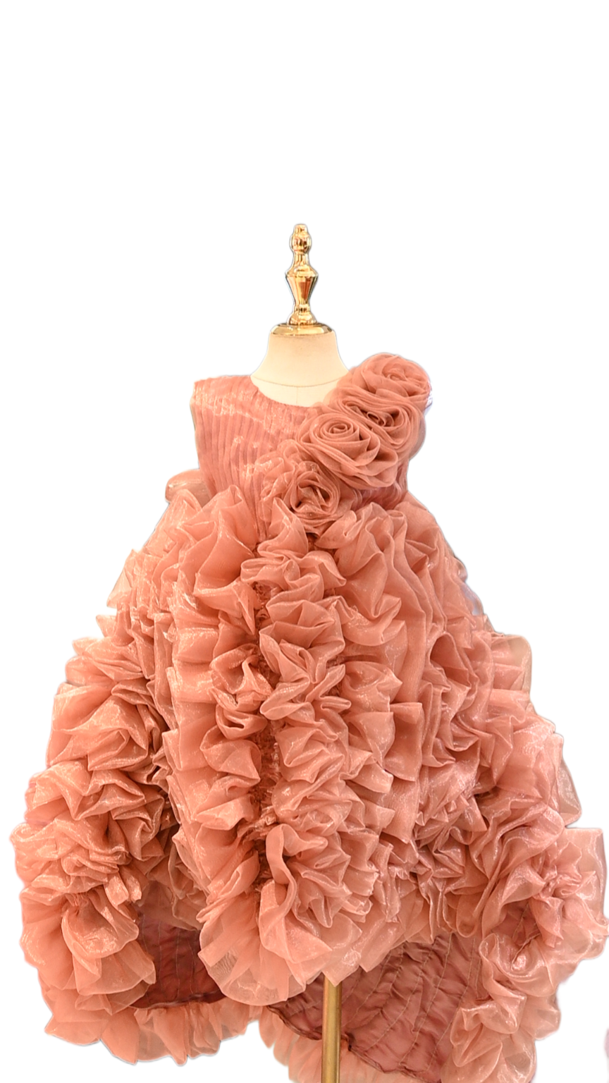 Peach, White & Black (High-Low Gown)