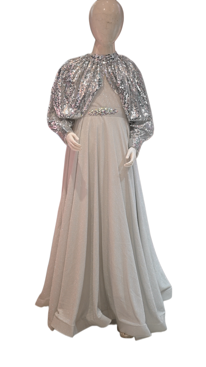 White Turkish Style Sequin Maxi