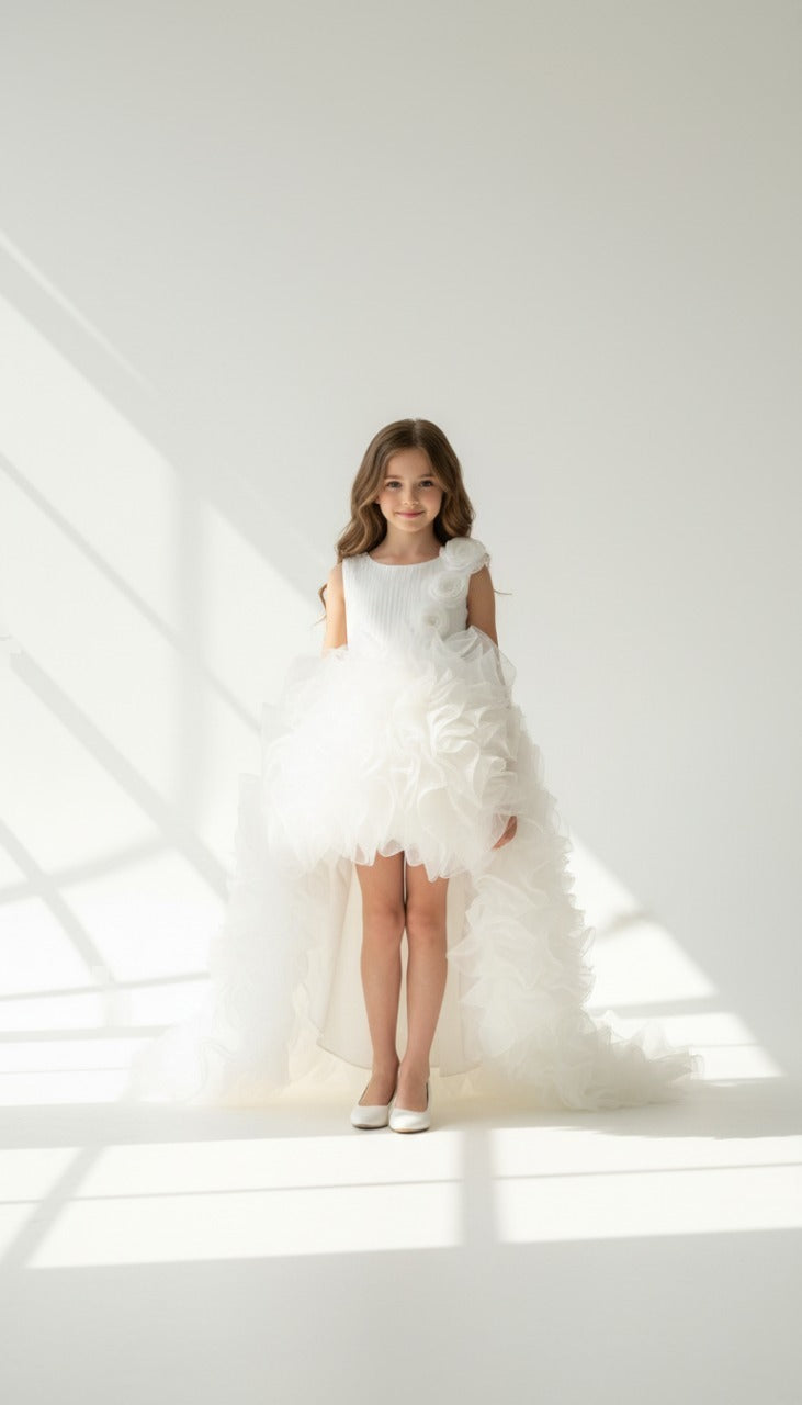 Peach, White & Black (High-Low Gown)