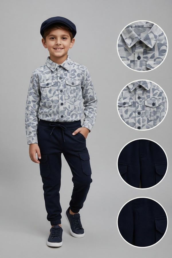 Boys Pant Shirt Set with Cap | Stylish Cargo Pocket Outfit 1 to 6 Years