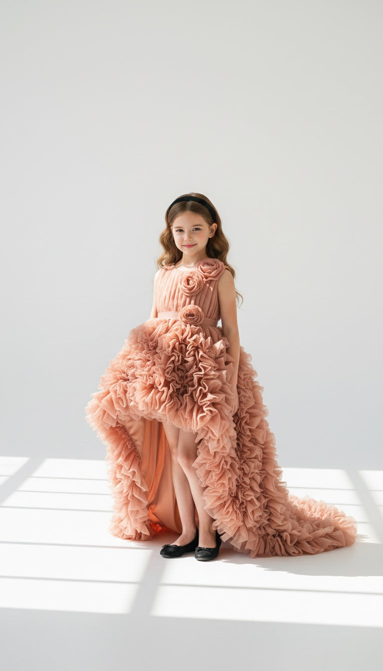 Peach, White & Black (High-Low Gown)