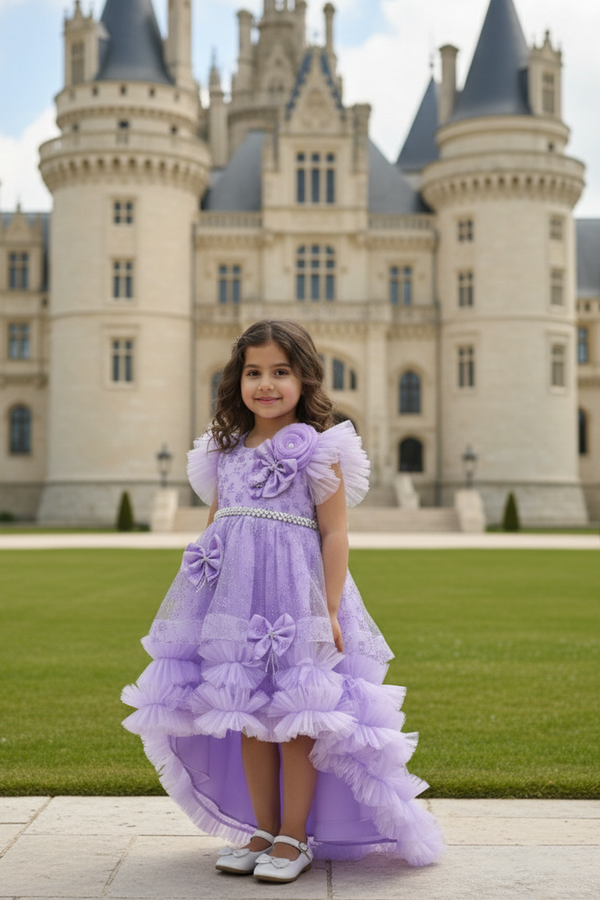 Royal Lavender High-Low Flower Girl | Party Dress