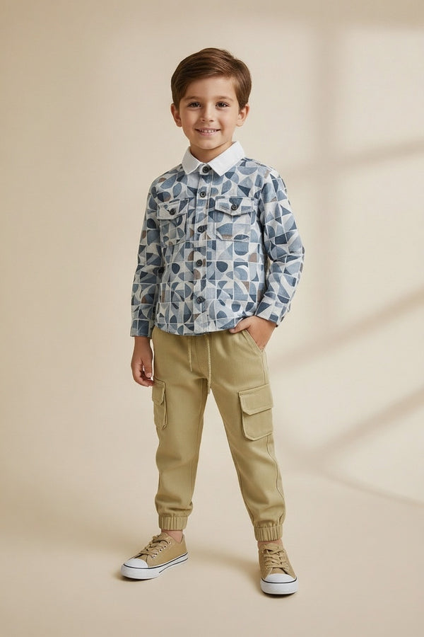 Boys White Printed Pant Shirt Set | 1 to 6 Years | Happy Princess