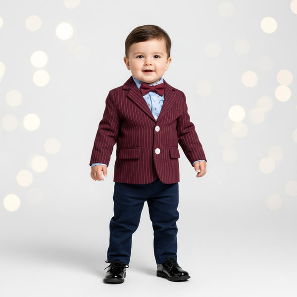 White Boys Pant Coat Set | Formal 3 Piece Outfit (1–5 Years) | Happy Princess
