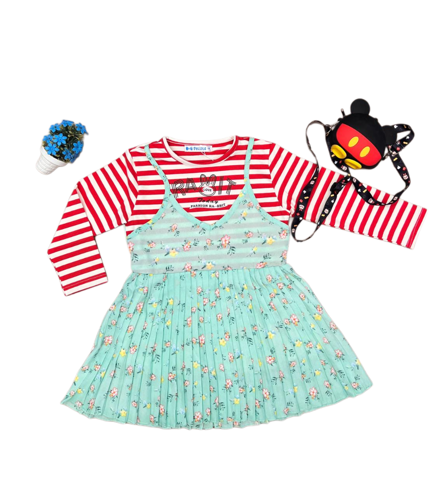 Yellow Floral Baby Top with Red Inner