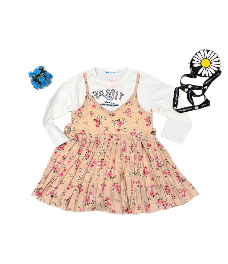 Peach Floral Baby Top with Inner Shirt