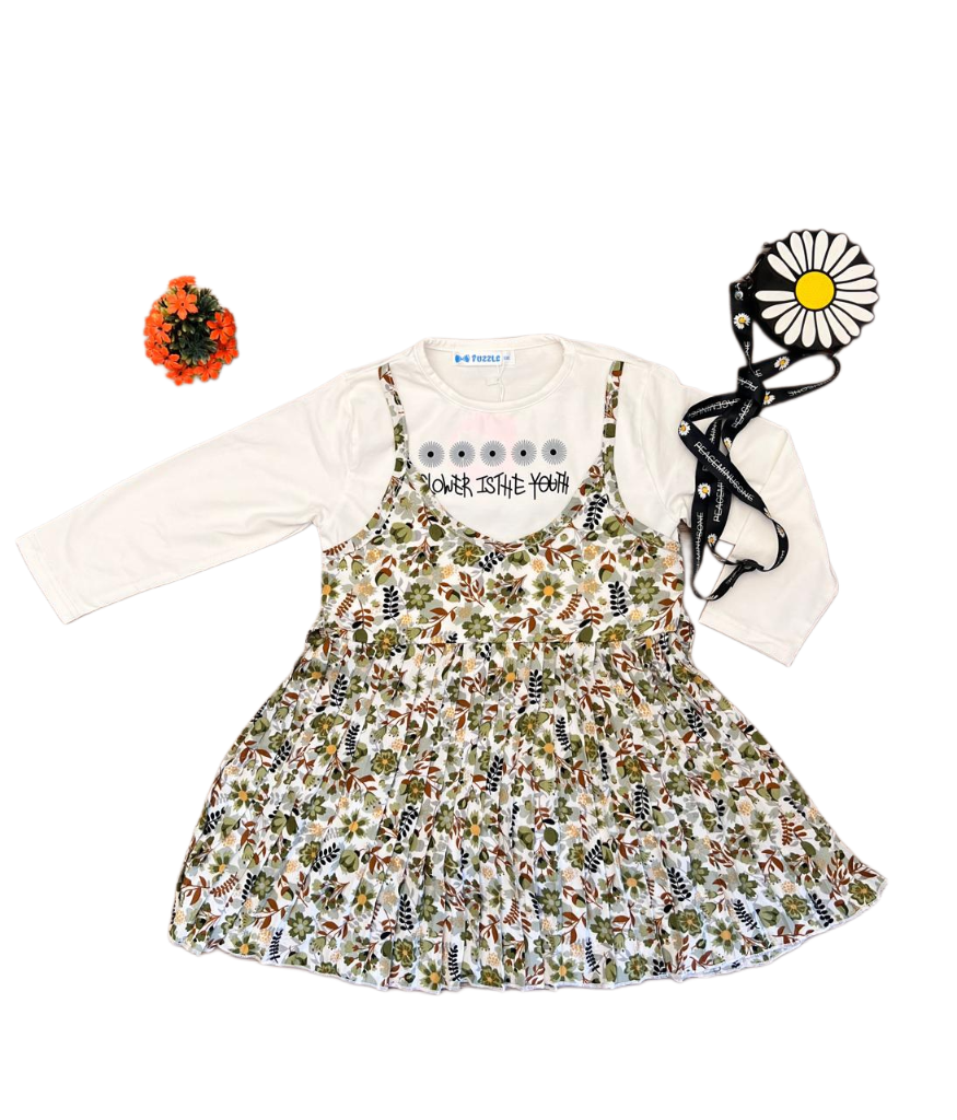 Floral Print Baby Girl Top with Inner T-Shirt