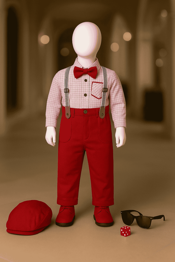 Baby Boy Cotton Romper With Bow Tie