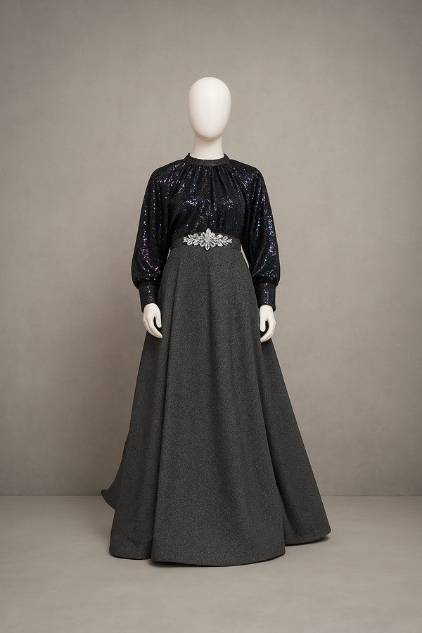 Turkish Style Moonlight Canon Silk Maxi with Koti