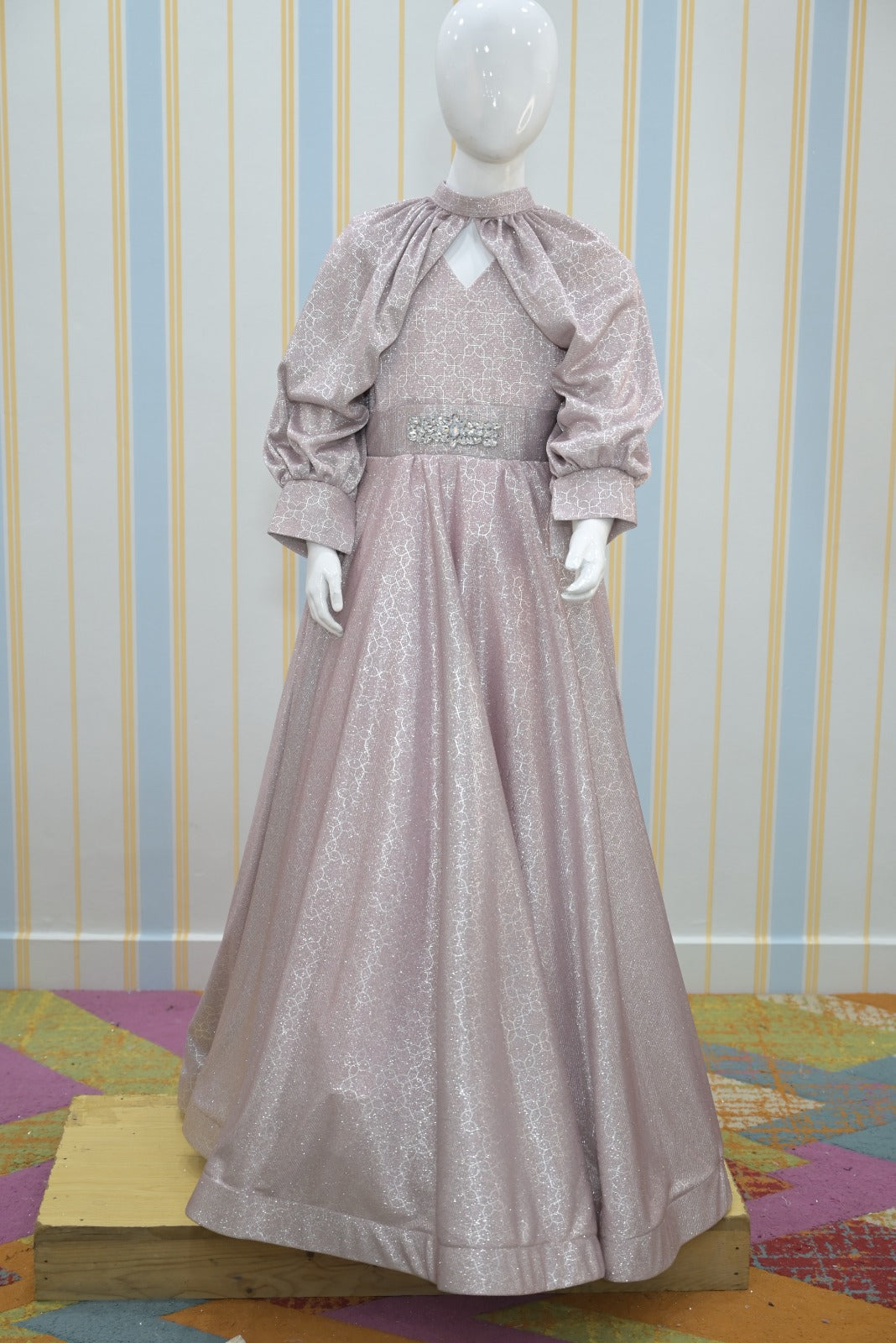 Luxury Girls Gown, Lavender Frock, Sleeve Maxi, Kids Party Wear