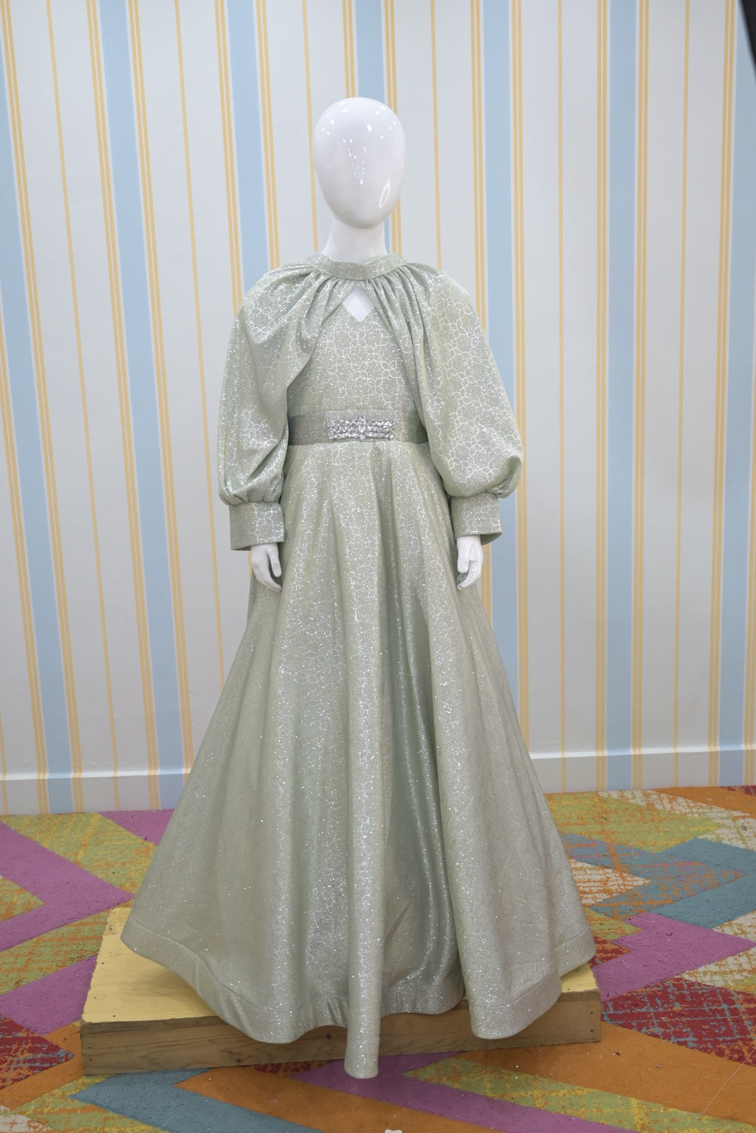 Luxury Girls Gown, Lavender Frock, Sleeve Maxi, Kids Party Wear