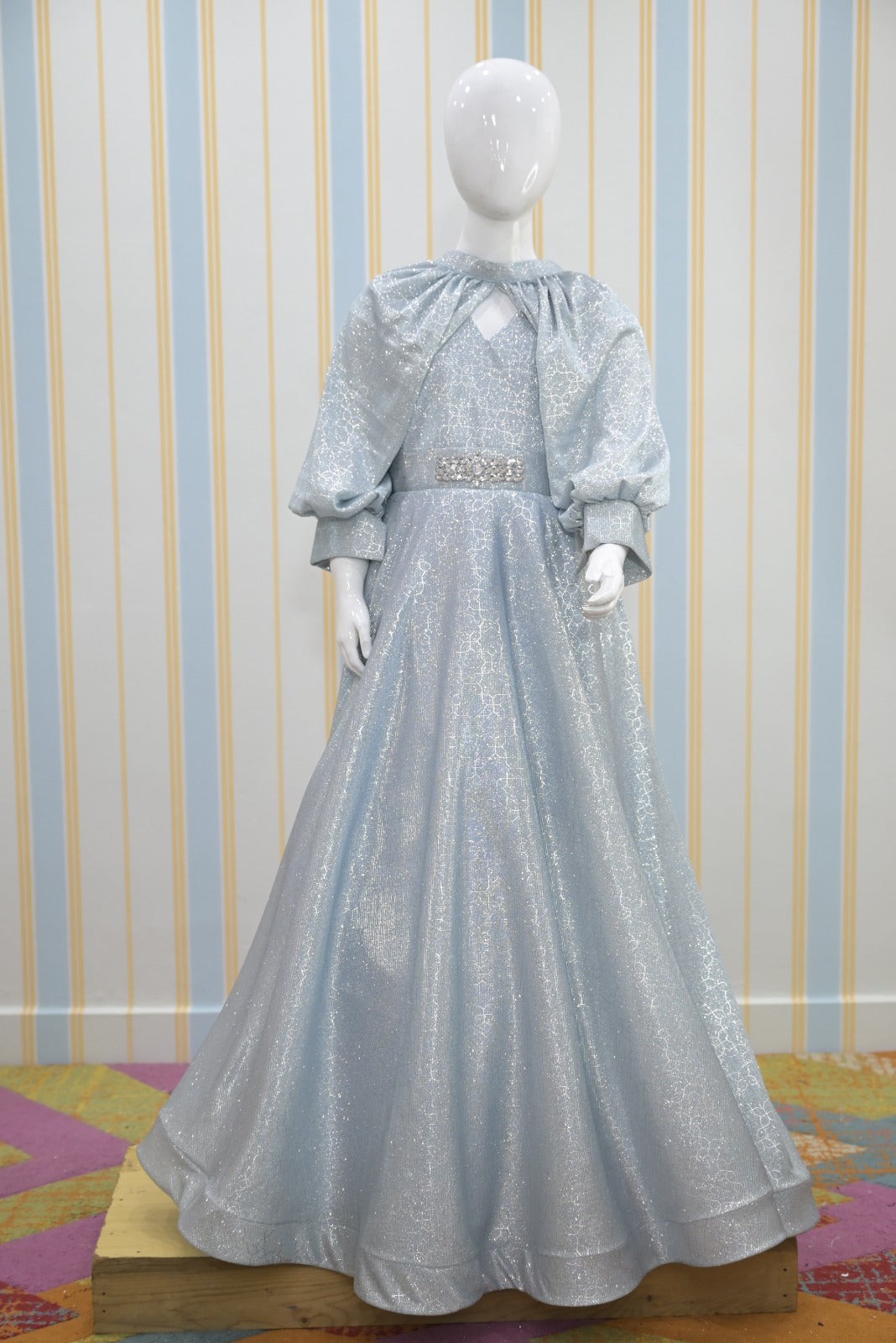 Luxury Girls Gown, Lavender Frock, Sleeve Maxi, Kids Party Wear