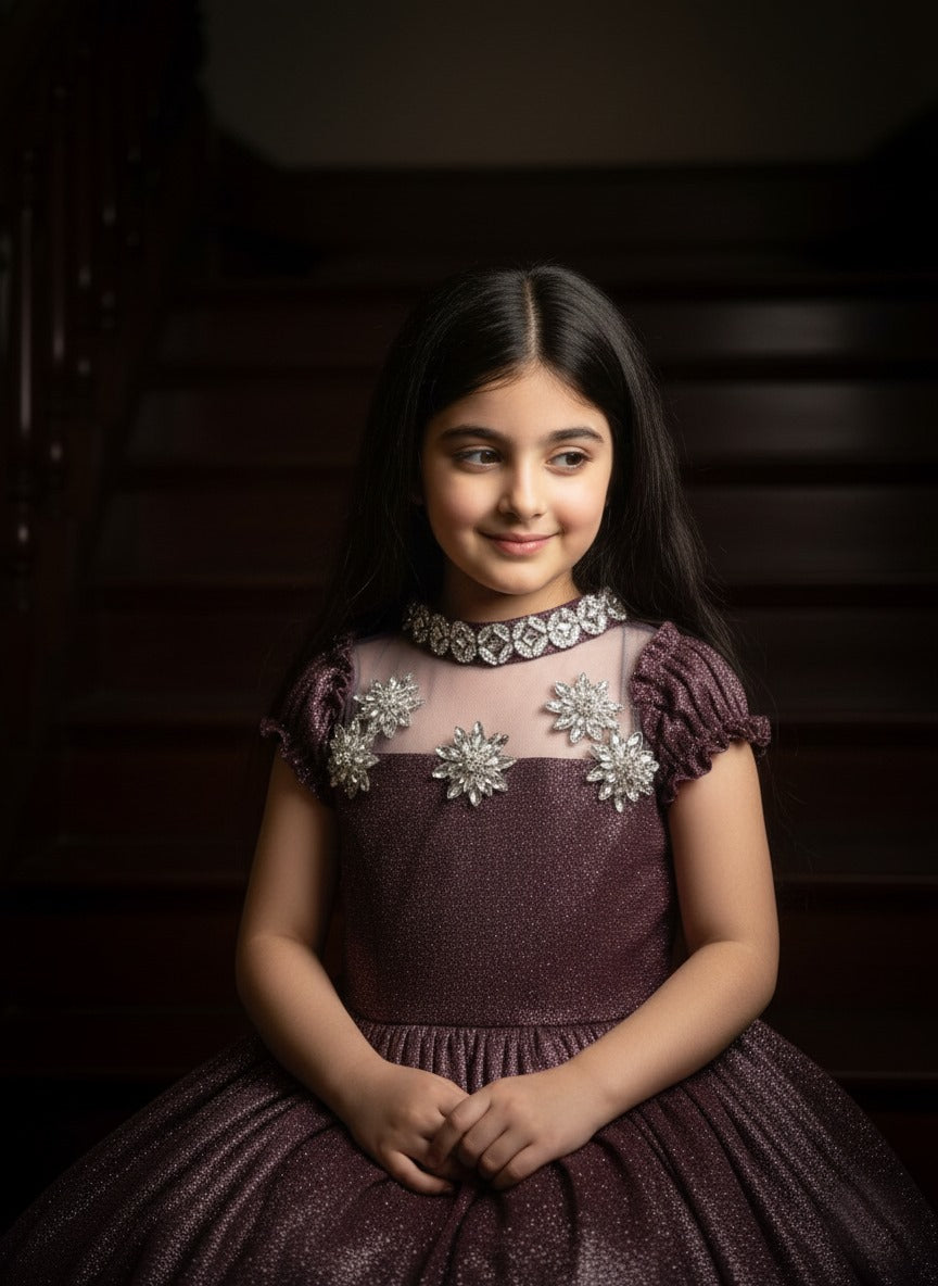 Glitter Ball Gown with Jewel Embellishments