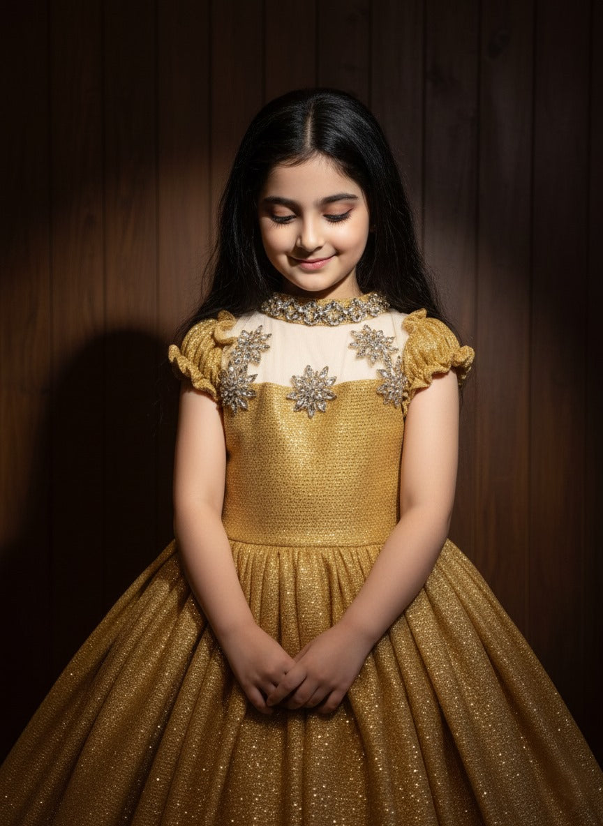 Glitter Ball Gown with Jewel Embellishments