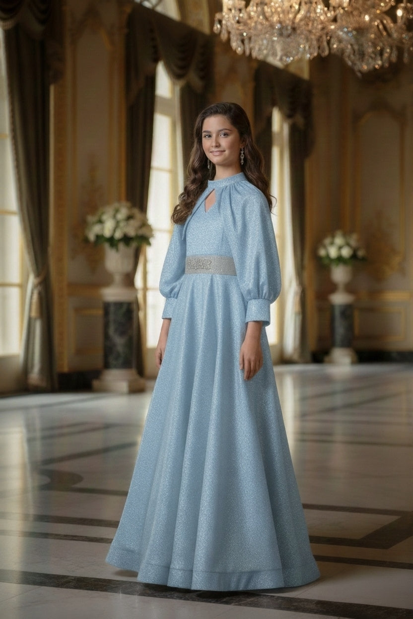 Luxury Girls Gown, Lavender Frock, Sleeve Maxi, Kids Party Wear