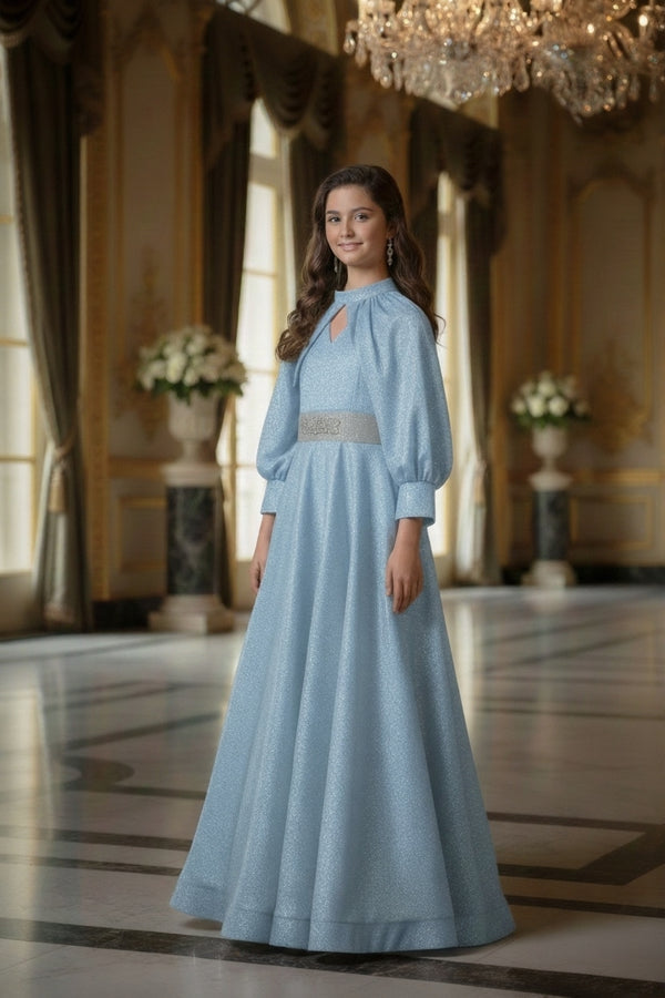 Luxury Girls Gown, Lavender Frock, Sleeve Maxi, Kids Party Wear