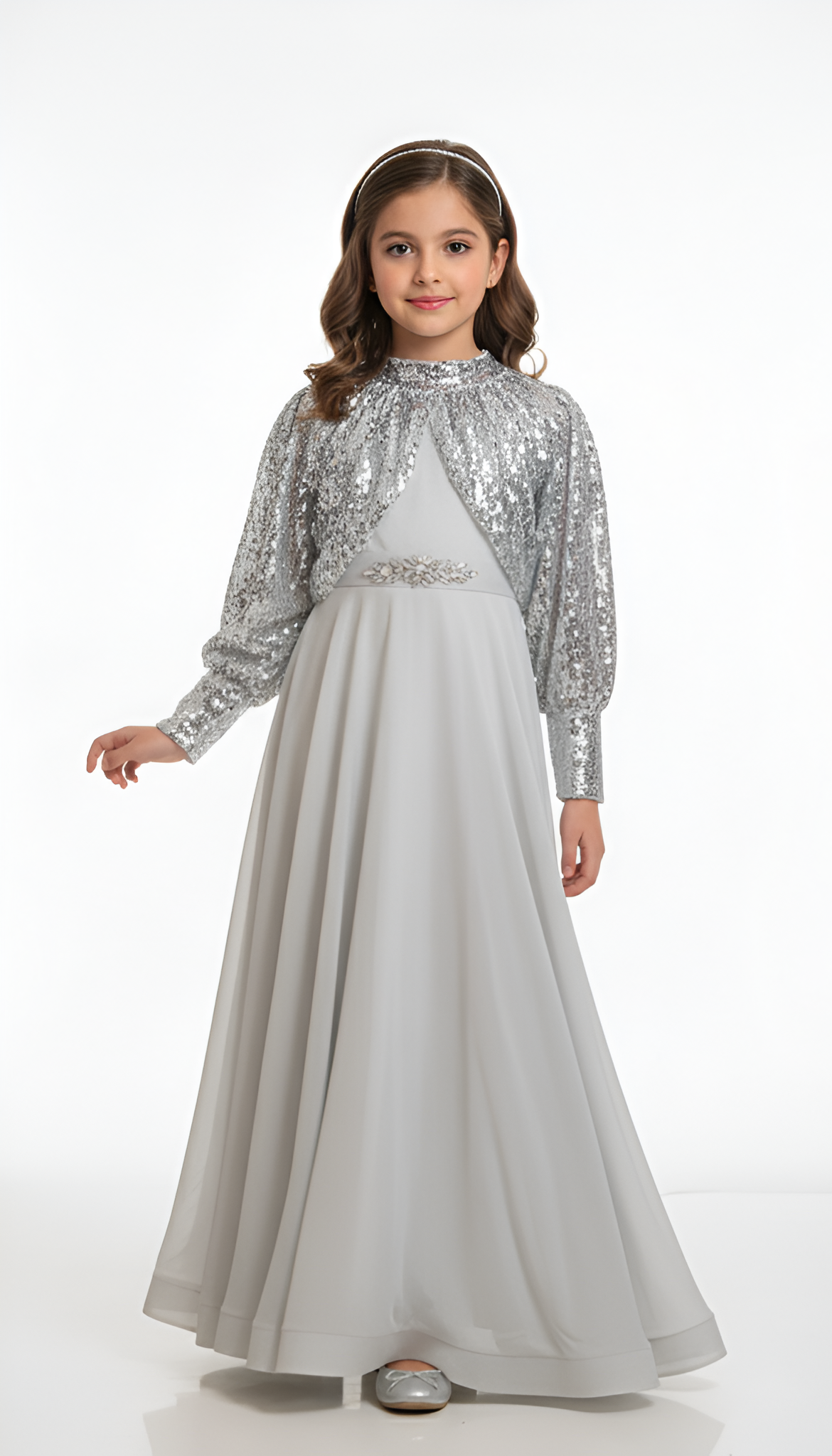 White Turkish Style Sequin Maxi